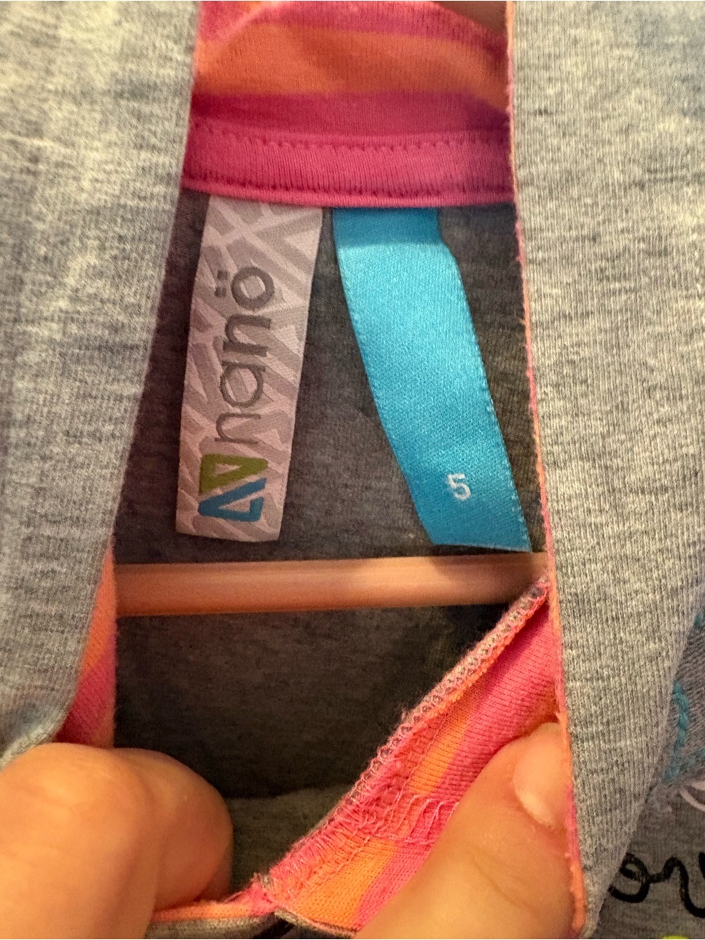 Nano Girls' Gray & Pink Short Sleeve Hoodie tunic with Fun Graphic. - Picture 5 of 7